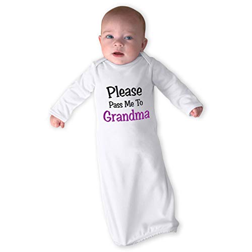 Image of Cute Rascals Please Pass Me to Grandma Long Sleeve Envelope Neck Boys-Girls Cotton Newborn Sleeping Gown One Piece - White, Gown Only