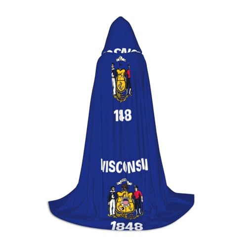 Cape à capuche imprimé Wisconsin longue et fluide pour bal masqué