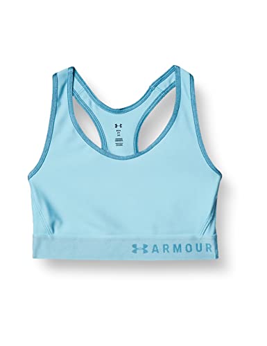Image of Under Armour Women's Armour Mid Keyhole Sports Bra, Opal Blue (293) /Metallic Silver, X-Small