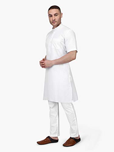 Image of Rajubhai Hargovindas Men's Premium Cotton Half Sleeve Solid Kurta