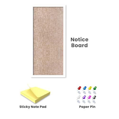 Image of Art Street Notice Board Bulletin Board Pin-up Soft Cork Texture Display Board for Home, Office, Kids & School By (Rectangle Shape, White Frame, 18.7 X 8.7 Inches)
