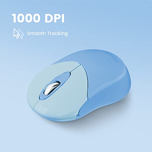 Image of Perixx PERIMICE-802BL Wireless Bluetooth Mouse - Portable Design - Compatible with Windows, iOS, and Android PC, Laptop, Tablet, and Smartphone - Blue (12142) (Pack of 2)