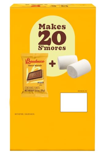 Image of Bauducco Choco Biscuit S'mores Kit - Individually Wrapped Packs with Chocolate Biscuits and Marshmallows for Easy S'mores Making,(20 Count) 16.9 Ounce (Pack of 8)