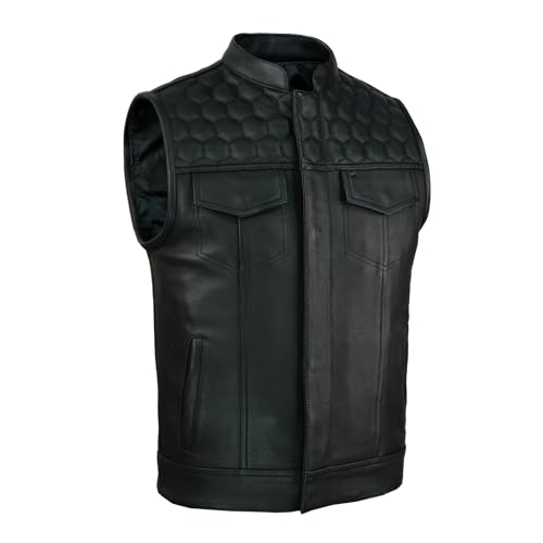Leatherick Honeycomb SOA Estilo Chaleco de motocicleta...