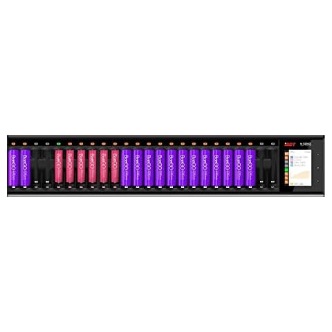 ISDT LCD 24-Slot Battery Charger for AA/AAA Rechargeable Batteries, N24 48 W Smart Battery Quick Charger, Rechargeable Battery Charger with Discharge Protection Function Cover