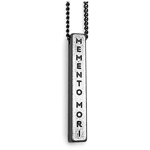 Stoic Muse Memento Mori Engraved Pendant Bar Necklace Cover