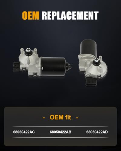 Image of ROADFAR Front Windshield Wiper Motor for Ram for 1500 2500 3500 2014-2017 | Fit For Dodge For Ram 1500 2009 2010|For Ram For 4500 For 5500 2015 2016|Replace 68050422AC|68050422AB|68050422AD|4 Pins