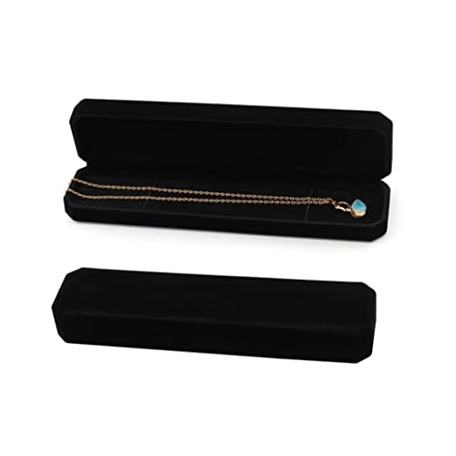 Image of 1pc Rectangle Necklace Box Gift Necklace Gift Box for Women Pendant Long Chains Pens Bracelet Gift Boxes for Presents Small Black Velvet Bracelet Box Single Gift Box for Jewellery Gift Box Mens Women