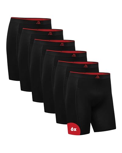 DANISH ENDURANCE Mens Boxer Briefs, Soft Bamboo Viscose Trunks, Tag-Free, Breathable, With or Without Fly, 3 or 6-Pack
