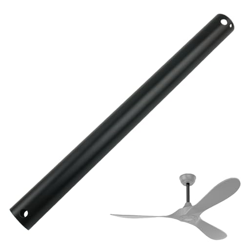 SPNKMJUJ 11.8 Inch Ceiling Fan Extension Rod (No Threads), 1" Diameter Ceiling Fan Downrod Black Fan Extension Rod for Improved Airflow