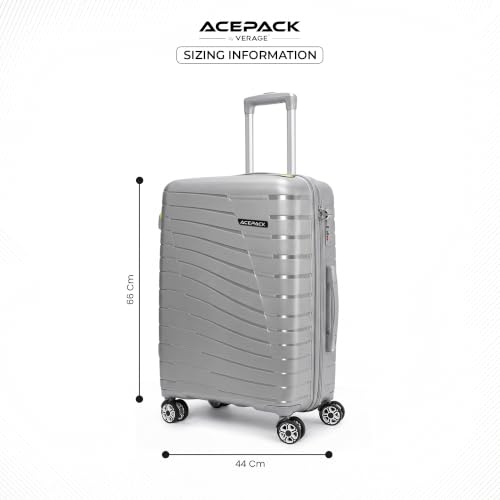 Image of ACEPACK by Verage - STARLINK Unbreakable Hard Side Polypropylene Luggage Set of 2 (Cabin 41L + Medium 74L) | Lightweight Suitcase Set with 360 Silent Spinner Wheels, Number Lock & Telescopic Handle