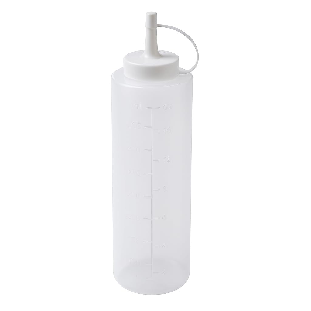 Plastic Oil and Vinegar Dispensing Squeeze Bottle with Easy Pour Spout – Leakproof Food Safe Dispenser for Kitchen Cooking, Salad Dressing, Condiments, BBQ -14 oz