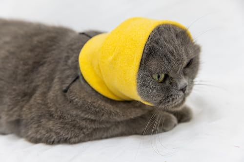Image of Cat Snood Ear Wrap Protectors Anxiety Relief Ear Cover Hematoma Compression Yellow+Aqua Blue S