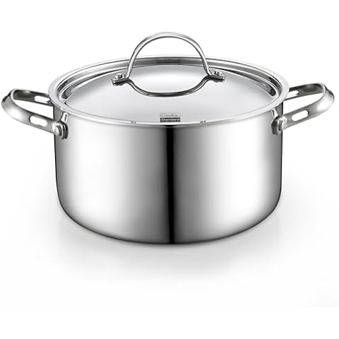 Cooks Standard Multi-Ply Clad Stainless Steel Stock Pot, 6-Quart Pasta Cooking Canning Pot with Lid, Deep Stockpot Induction Cookware Cover
