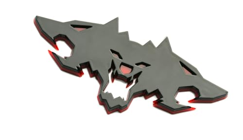 Image of Wolf Pack Emblems 3D Logo Car Badge Side Rear Styling Decal Sticker Compatible with Tesla Cybertruck Cyberbeast Motorcycles (Black Redline)