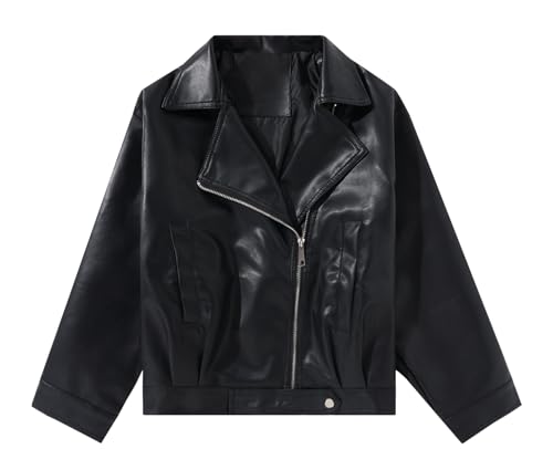 Happy Cherry Boys Girls Faux Leather Jacket Motorcycle Biker Leather Jackets PU Spring Autumn Outerwear