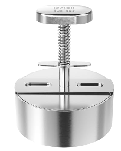 Brigii 304 Stainless Steel Burger Press, 4.5' Hamburger Patty Maker with Thickness Guide, Heavy Duty Hamburger Press for Ground Beef, Burgers, Dishwasher Safe