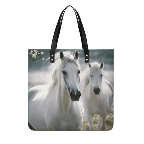 Sac fourre-tout chevaux blancs idéal pour vos journées de shopping et cours