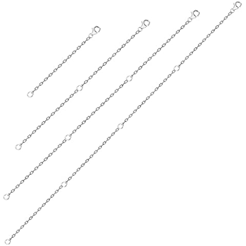 Necklace extender Chain Bulk Silver Extension Chain Stainless Steel Jewelry Extension Chain 4PCS Silver Chain Extender Extension Chains for Necklace Bracelet Anklet Jewellery Making(2 4 6 8 Inch) Cover