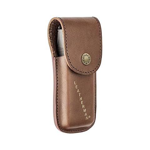 Leatherman Heritage Holster - Made of Leather with Press Stud Fastening and Leatherman Lettering, for Wave, Charge and Skeletool Models, Size Medium, in Brown Cover