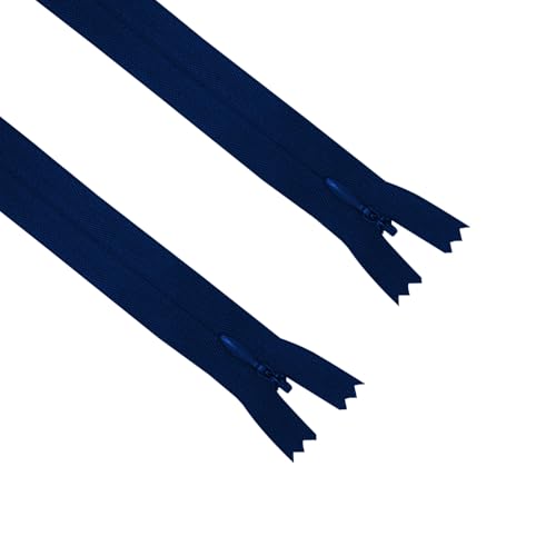 Image of ANPURZII 2PCS #3 10 Inch Deep Navy Blue Invisible Zippers for Sewing Skirts, Nylon Coil Bulk Zippers for Pocket, Pillow(Deep Navy Blue 10 inch 2PCS)