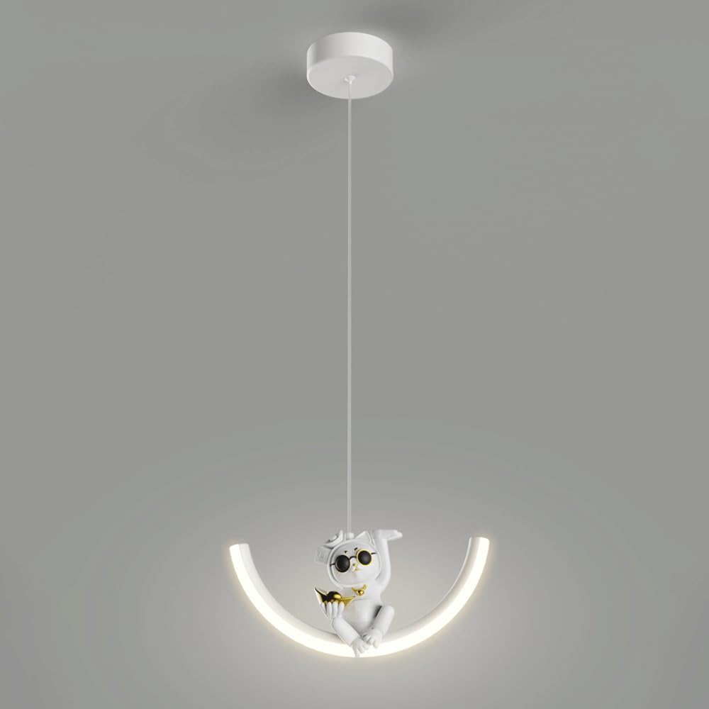 Lustre LED moderne 8W en acrylique blanc et métal pour plafond