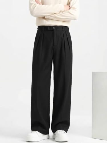 Image of Linen Pants for man | Relaxed Fit Korean Pants | Gurkha Trouser | Lower for Men | Elastic Waist Bottom wear | Straight Fit Casual Trousers | Formal Pant for Office & Wedding
