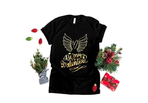 Akomic Design Studio Unisex Cottonblend Solid Round Neck Half Sleeve Regular Fit T-Shirt BE My Valentine Special for Boy/Girls for Unisex (Black)