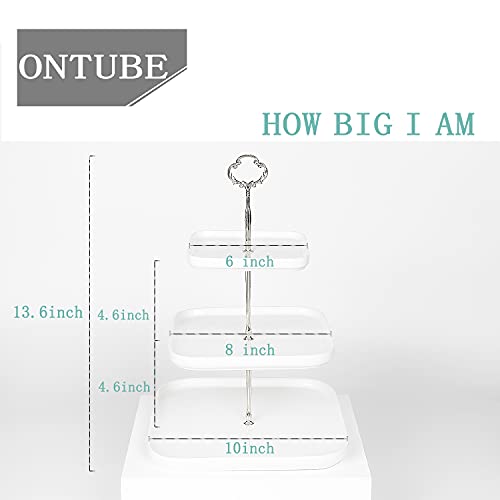 Ceramic 3-Tier Cake Stand, Porcelain Cupcake Dessert Stand, Tiered Serving Trays (Silver) #TOP1