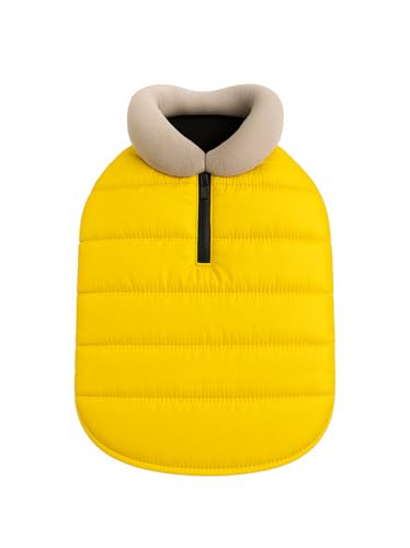 Image of The Pets Company Dog Winter Coat Jacket, Clothes, Windproof, Waterproof, Light Weight, Washable, Ultra Warm Thick Fleece Lined Dog Vest for Cold Weather Protection, (Yellow, Large - 26 Inch)