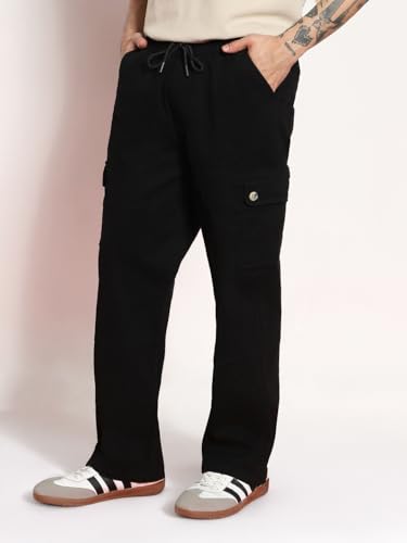 Image of Urbano Fashion Men's Loose Baggy Fit Cargo Jogger Chino Pant with 6 Pockets Stretchable