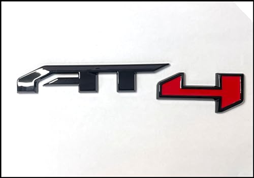 Image of AT4 Door Emblem in Black & Red for 2019-2024 GMC Yukon, Sierra, and Canyon - Ideal for Both Right and Left Doors - Fits 1500, 2500HD, and 3500HD Models