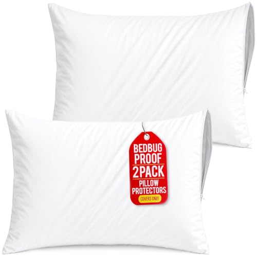 Ultimate Comfort Pillow Protectors with Zipper Queen Size - Set...