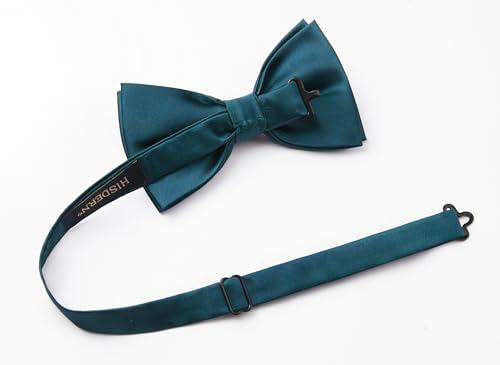 Image of HISDERN Bow Ties for Men Solid Color Pre-Tie Bow Tie and Pocket Square Set Classic Formal Tuxedo Bowties for Wedding Party