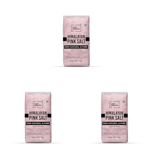 Image of Chef Urbano Himalayan Pink Salt 1 kg | 100% Pure & Natural | Mineral Rich Salt | Low Sodium | Packed with 84 Minerals (Pack of 3)