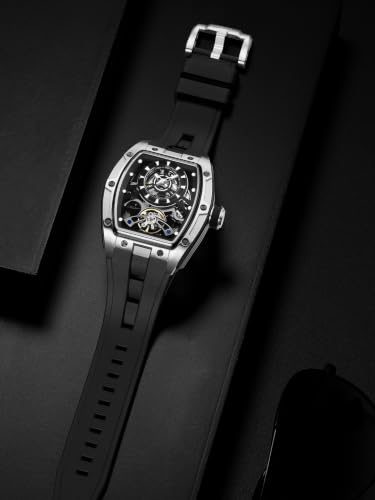 Image of French Connection Limited Edition | Stealth Series | Skeleton Dial | Stainless Steel Case | Premium Silicone Strap | Automatic Watch for Men - FCA48