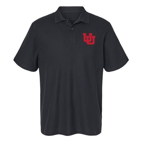 Campus Lab University of Utah Primary Logo Men's Adult 100% Cotton Knit Polo Shirt, Black, Medium