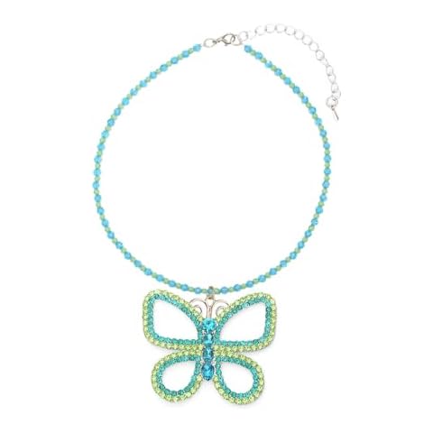 LIU JUN Large Butterfly Necklace for Women, Big 2.5" x 3" Green Butterfly Pendant Sparkly Y2K Charm Choker Elegant Costume Gift Jewelry (Big Butterfly Green) Cover