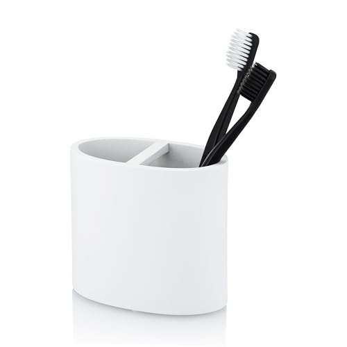Matte White Toothbrush Holder for Home Bathroom – Multifunctional Electric Toothbrush, Toothpaste, Razor and Accessories Storage Organizer for Vanity Countertop