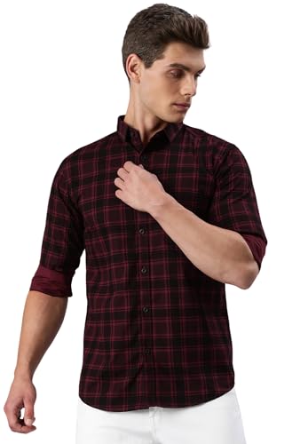 Image of Majestic Man Men Small Checkered Slim Fit Cotton Casual Shirt