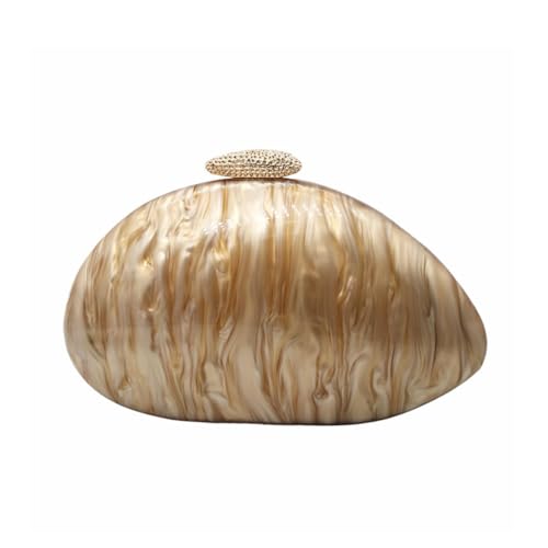 Image of Women Acrylic Evening Clutch Chic Shell Purse Egg Handbag Marble Shoulder Crossbody Bag for Prom Cocktail Party