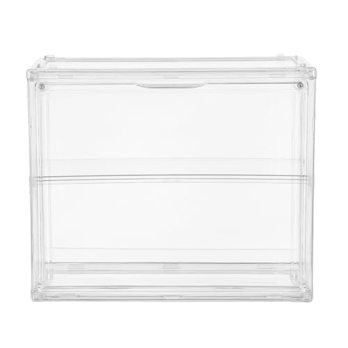 BESPORTBLE Vitrina Doble Capa para Modelos de Coches y Aviones, Caja Acrílica Transparente 1 Estante Desmontable, 27x22x12 Cm, para Montaje en Pared o Escritorio, Exhibidor y Almacenamiento