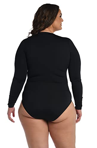 La Blanca Womens Long Sleeve Paddlesuit Blouses, Black, X-Small Us #TOP1