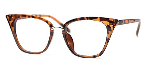 SOOLALA Womens Quality Readers Stylish Oversized Cat Eye Custom Reading Glasses, Leopard, 1.25x