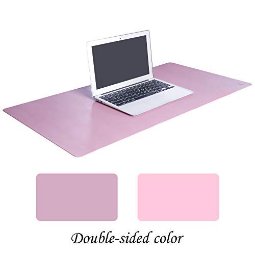 OFFIDIX Large Office Mouse Pad, 32\"x16\" Non-Slip PU Leather Two Colors Desk Mat Dual-Sided Waterproof Desktop Pad Protector Gaming Writing Mat for Office and Home (Pink and Purple, Dual-Sided)