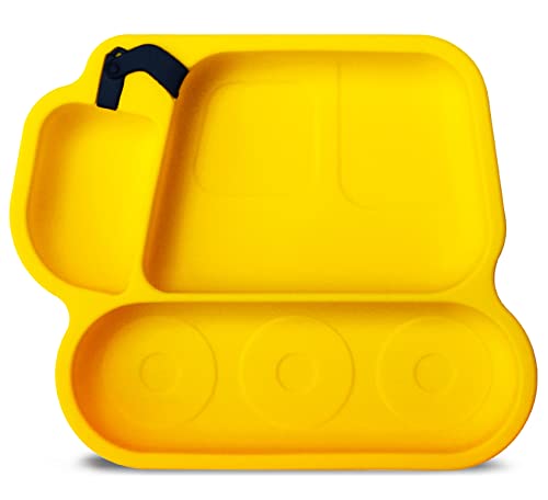 Image of Baby Plate Silicone Divided, Suction Toddler Plates Dishes for Toddler Kids Self Feeding, BPA Free, Microwave & Dishwasher Safe(Yellow)