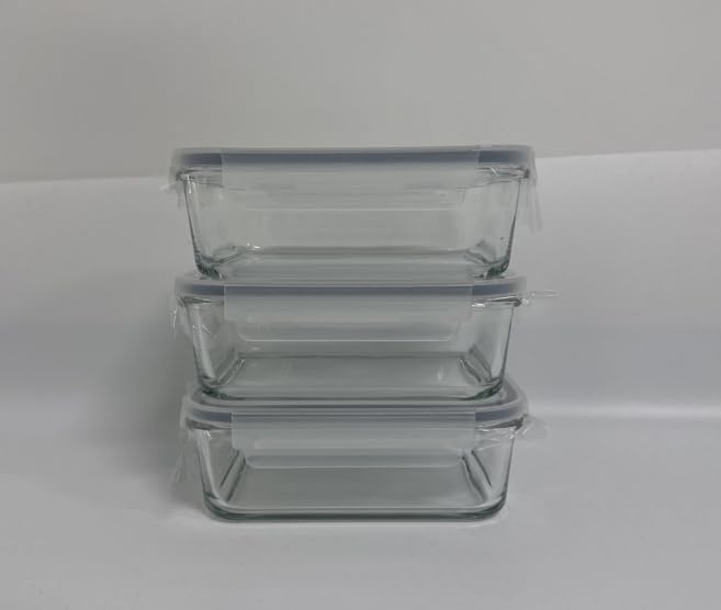 Vtopmart 3er-Pack Meal Prep Boxen Glas, 1035 ML Mealprepboxen für die Essensvorbereitung, Luftdicht und Wiederverwendbar, Geeignet für Backofen, Mikrowelle, Gefrierschrank und Spülmaschine