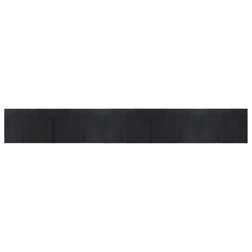 Tapis en Bambou Noir 70x500 cm,Tapis de Couloir Rectangulaire Moderne avec Envers Antidérapant, Grand Chemin de Sol en Bambou Naturel pour Salon, Cuisine et Entrée