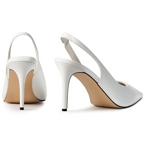 heelchic Slingback Heels for Women Pointed Toe Stiletto Heel Closed Toe Pumps Slip on High Heels 2.95 inch Dress Pumps2