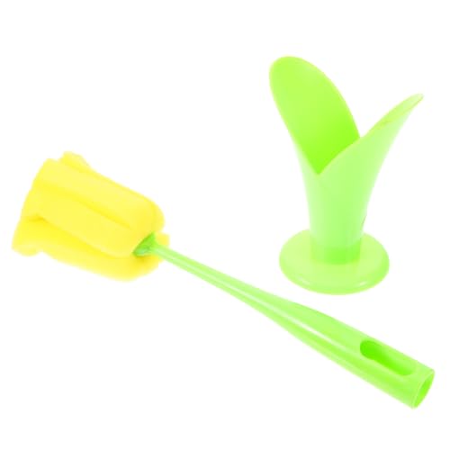Amosfun cepillo de botella grande limpieza cleaning agente de mudanzas cepillo eléctrico para biberones cepillo para limpiar botellas de agua cepillo para fregar botellas esponja Yellow